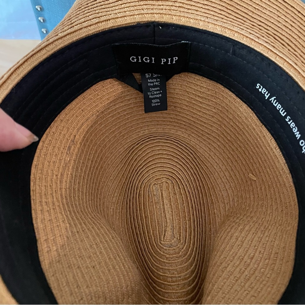 Gigi Pip Straw Wide Brim Fedora Hat - Picture 3 of 5